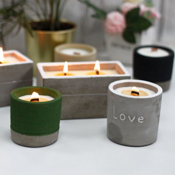 Hygge Beton-Duftkerze mit Holzdocht – Patchouli & Dark Amber – Ansicht 2